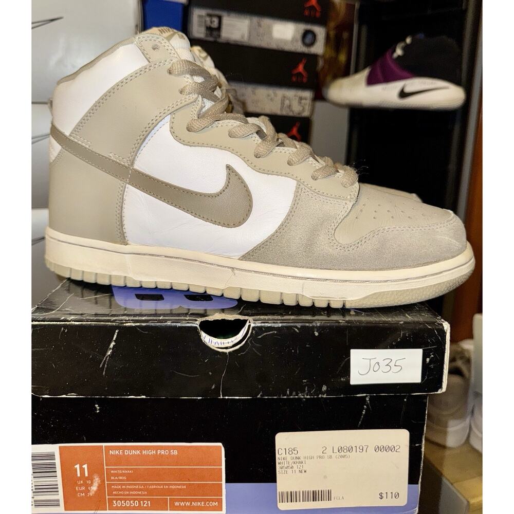 Nike SB Dunk High Pro White Khaki 2006 Men’s 11 with Original Box